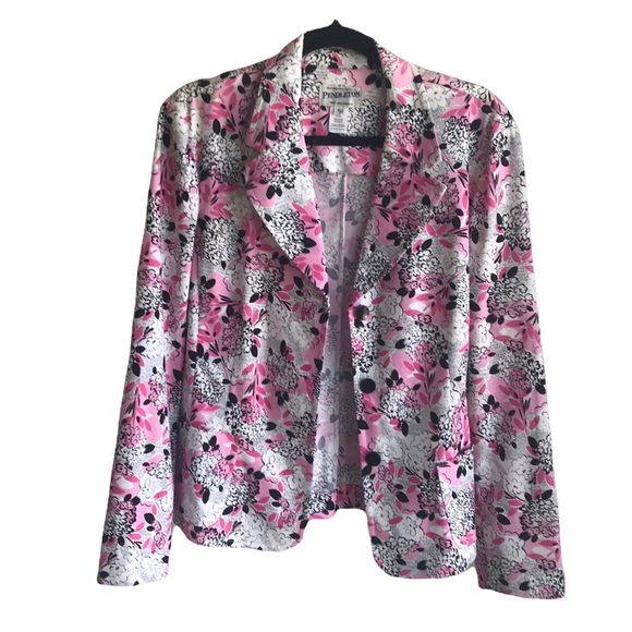Pendleton Pink Black Floral Cotton blend Blazer - Picture 2 of 12